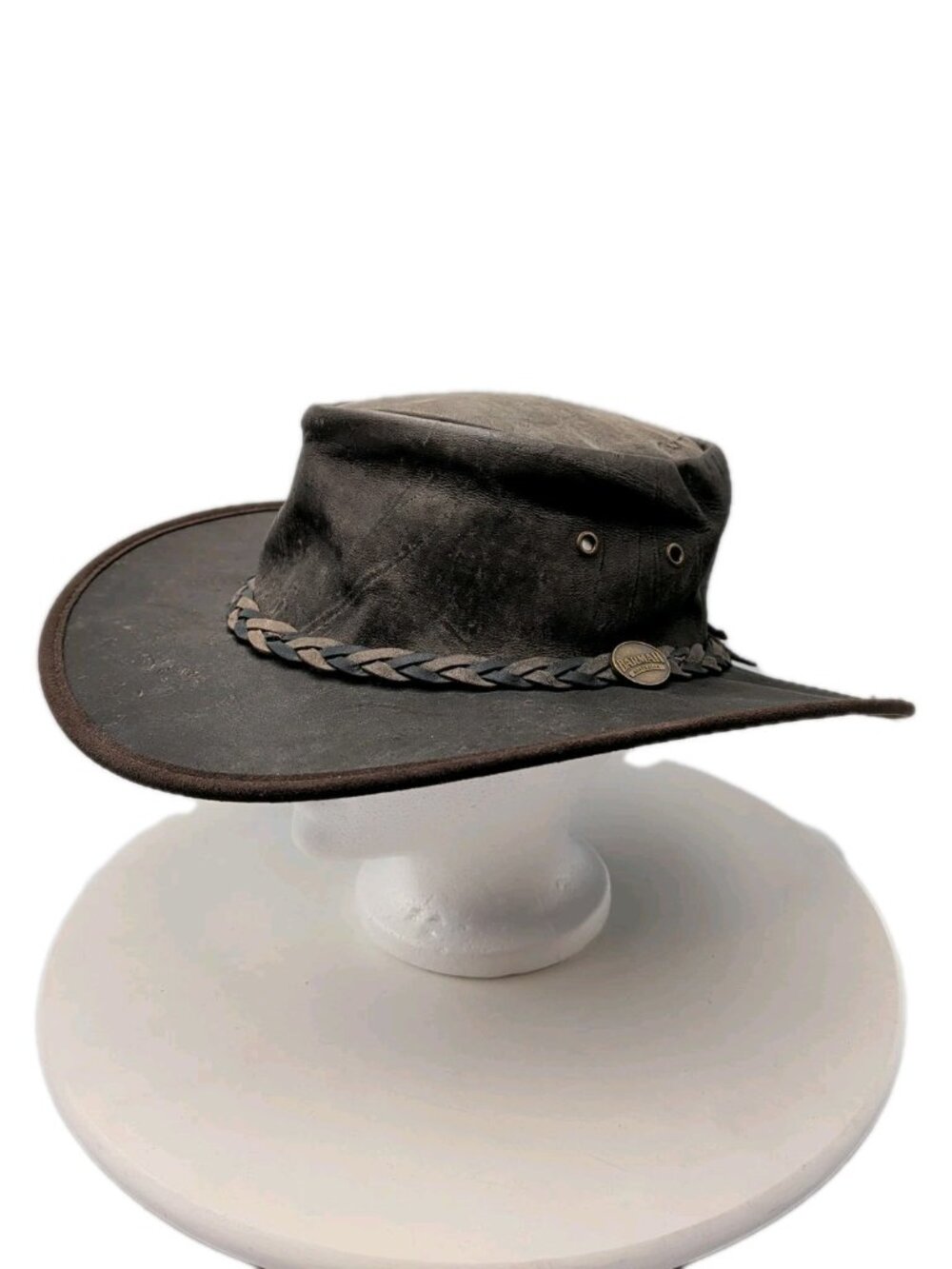 Barmah Hats Australia Kangaroo Squashy Brown Leather Bush Hat XL 1018 Mens Rare